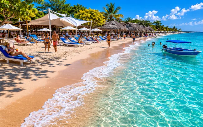 Paisaje natural dominicano con playa virgen y montaña